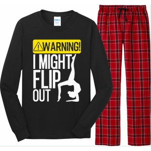 Funny Warning I Might Flip Out Gymnastics Art Long Sleeve Pajama Set