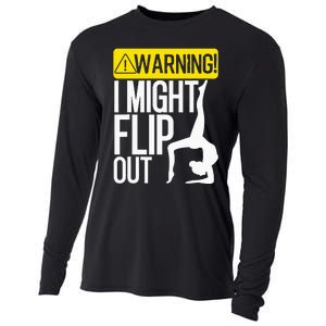 Funny Warning I Might Flip Out Gymnastics Art Cooling Performance Long Sleeve Crew