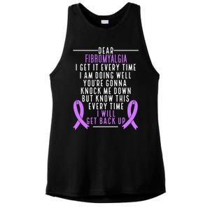 Fibro Warrior I Will Get Back Up Fibromyalgia Awareness Funny Gift Ladies PosiCharge Tri-Blend Wicking Tank