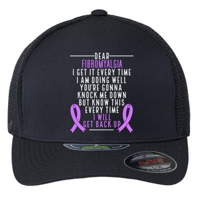 Fibro Warrior I Will Get Back Up Fibromyalgia Awareness Funny Gift Flexfit Unipanel Trucker Cap