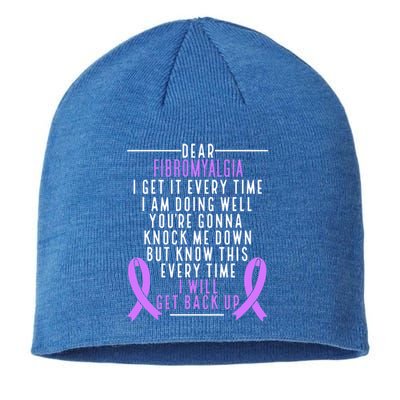 Fibro Warrior I Will Get Back Up Fibromyalgia Awareness Funny Gift Sustainable Beanie