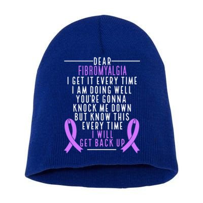 Fibro Warrior I Will Get Back Up Fibromyalgia Awareness Funny Gift Short Acrylic Beanie