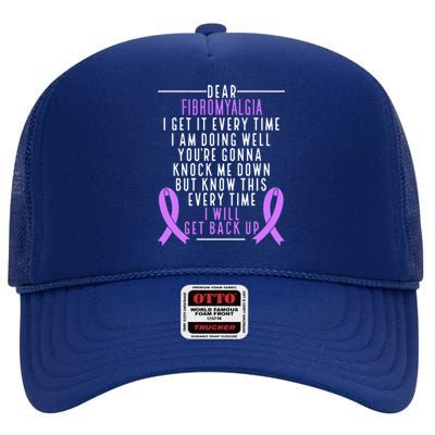 Fibro Warrior I Will Get Back Up Fibromyalgia Awareness Funny Gift High Crown Mesh Back Trucker Hat