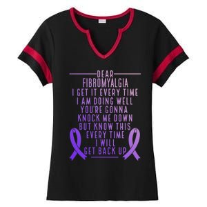 Fibro Warrior I Will Get Back Up Fibromyalgia Awareness Gift Ladies Halftime Notch Neck Tee