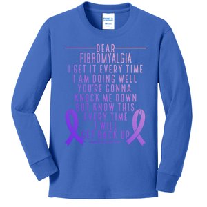 Fibro Warrior I Will Get Back Up Fibromyalgia Awareness Gift Kids Long Sleeve Shirt