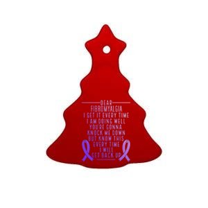 Fibro Warrior I Will Get Back Up Fibromyalgia Awareness Gift Ceramic Tree Ornament