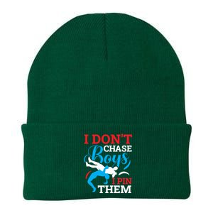 Funny Wrestling I Dont Chase I Pin Them Wrestling Meaningful Gift Knit Cap Winter Beanie