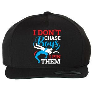 Funny Wrestling I Dont Chase I Pin Them Wrestling Meaningful Gift Wool Snapback Cap