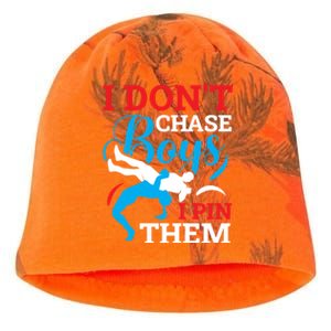 Funny Wrestling I Dont Chase I Pin Them Wrestling Meaningful Gift Kati - Camo Knit Beanie