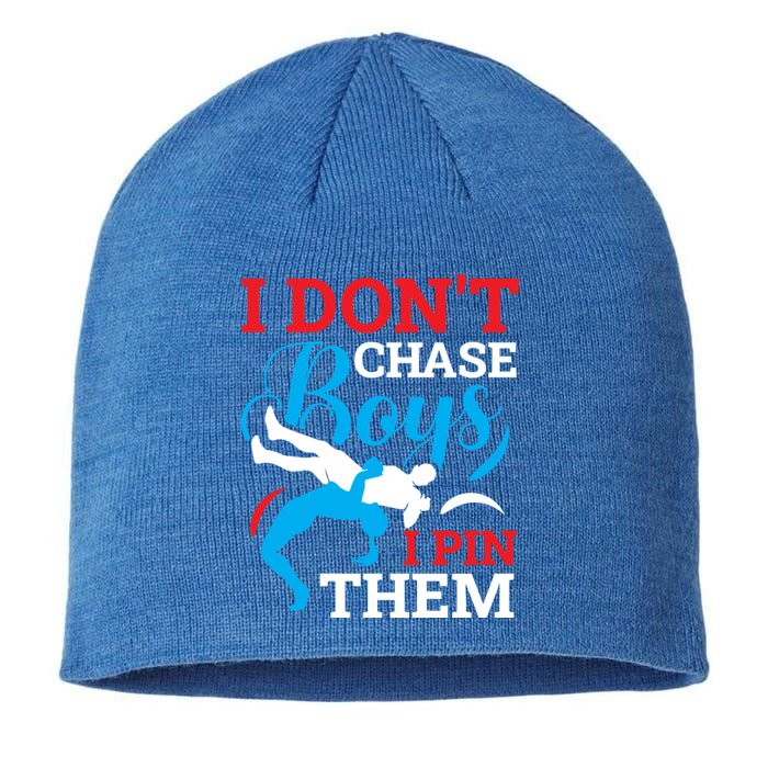 Funny Wrestling I Dont Chase I Pin Them Wrestling Meaningful Gift Sustainable Beanie