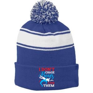 Funny Wrestling I Dont Chase I Pin Them Wrestling Meaningful Gift Stripe Pom Pom Beanie