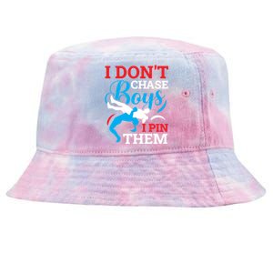 Funny Wrestling I Dont Chase I Pin Them Wrestling Meaningful Gift Tie-Dyed Bucket Hat