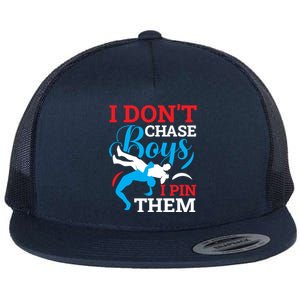 Funny Wrestling I Dont Chase I Pin Them Wrestling Meaningful Gift Flat Bill Trucker Hat