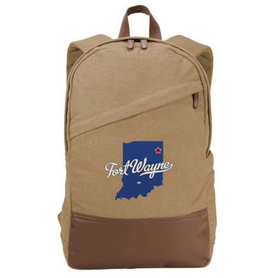 Fort Wayne Indiana In Map Cotton Canvas Backpack