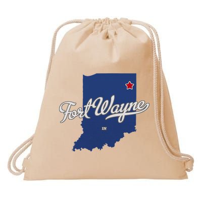 Fort Wayne Indiana In Map Drawstring Bag