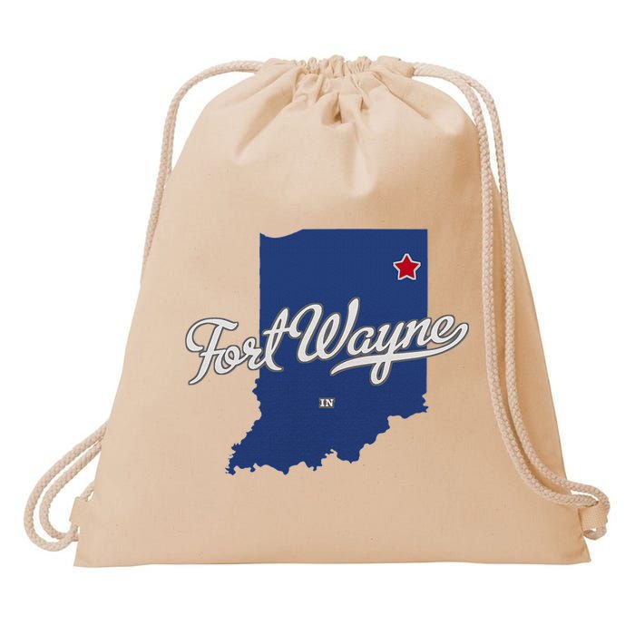 Fort Wayne Indiana In Map Drawstring Bag