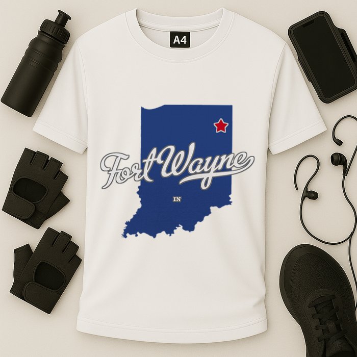 Fort Wayne Indiana In Map Cooling Performance Crew T-Shirt