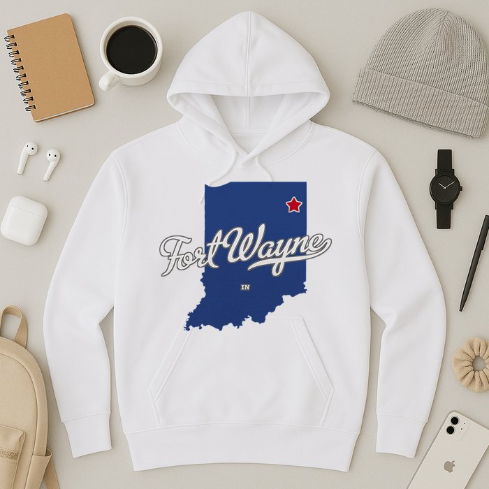 Fort Wayne Indiana In Map Hoodie