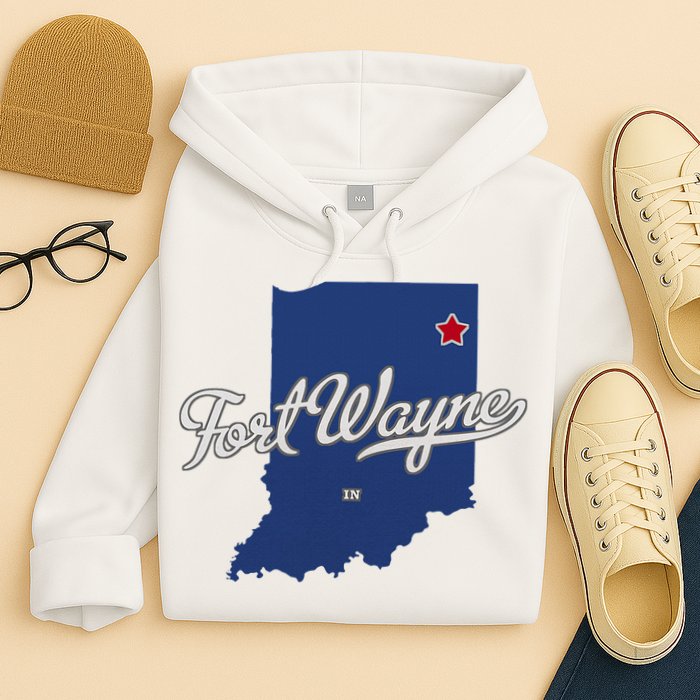 Fort Wayne Indiana In Map Hoodie