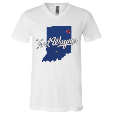 Fort Wayne Indiana In Map V-Neck T-Shirt