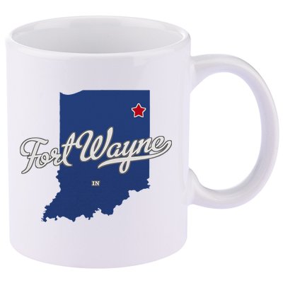 Fort Wayne Indiana In Map 11oz C Handle Ceramic Mug