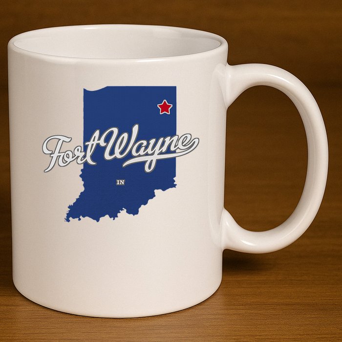 Fort Wayne Indiana In Map 11oz C Handle Ceramic Mug