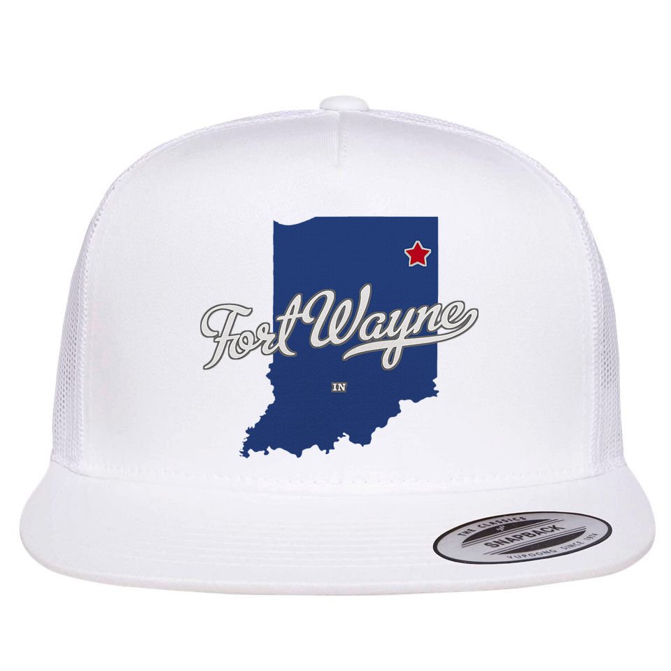 Fort Wayne Indiana In Map Flat Bill Trucker Hat
