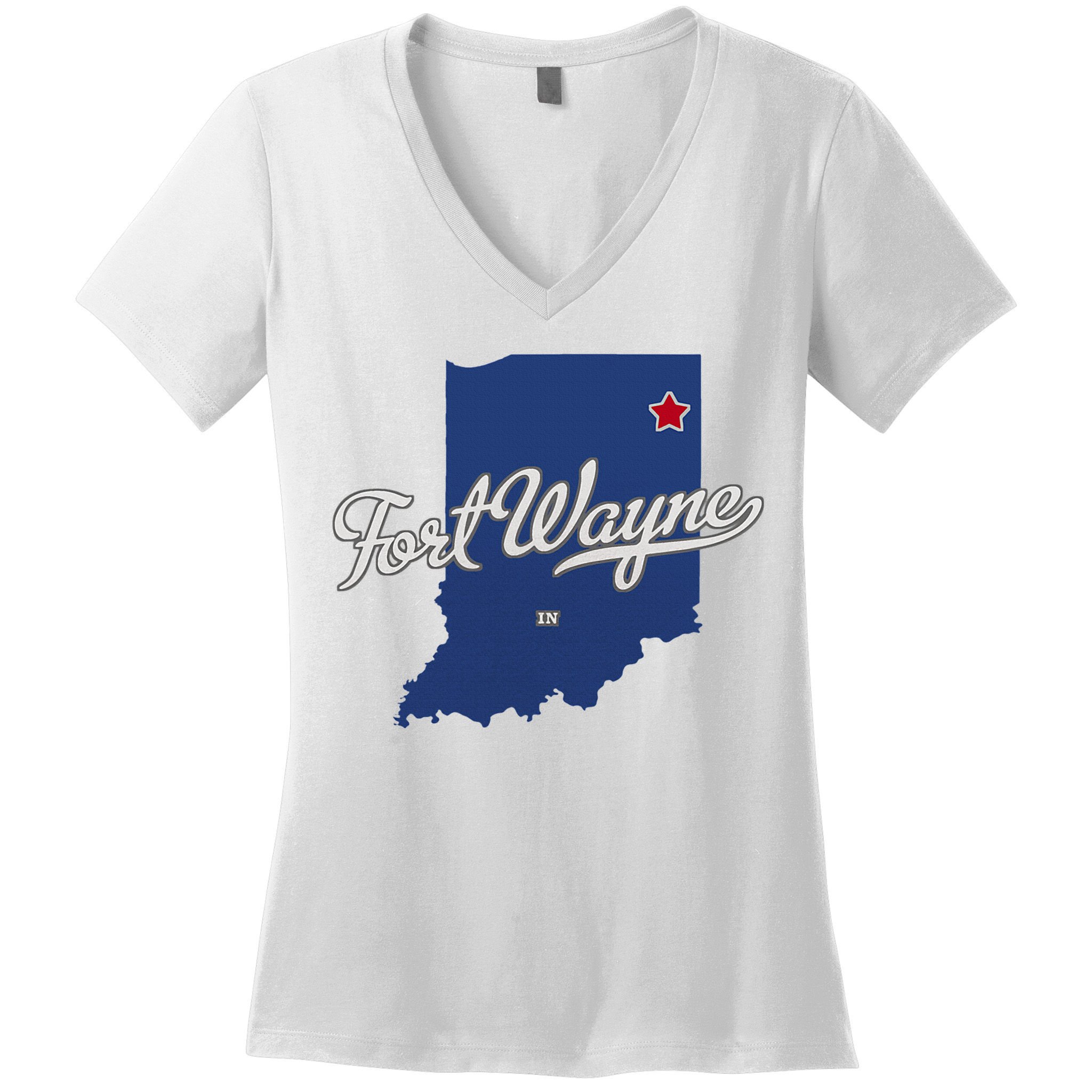 Fort Wayne Indiana In Map Women's V-Neck T-Shirt