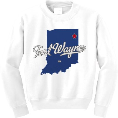Fort Wayne Indiana In Map Kids Sweatshirt