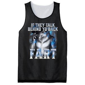 Funny Wolf If They Talk Behind Your Back Fart Mesh Reversible Basketball Jersey Tank