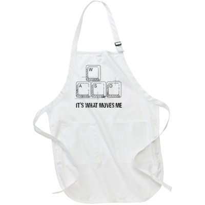 Funny Wasd Its What Moves Me Video Games Gamer Pc Gaming Full-Length Apron With Pockets