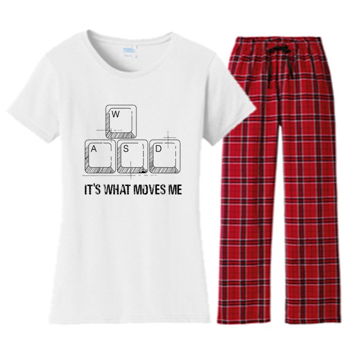 Funny Wasd Its What Moves Me Video Games Gamer Pc Gaming Women's Flannel Pajama Set