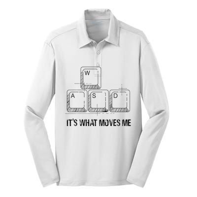 Funny Wasd Its What Moves Me Video Games Gamer Pc Gaming Silk Touch Performance Long Sleeve Polo