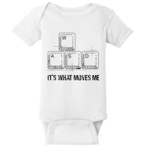 Funny Wasd Its What Moves Me Video Games Gamer Pc Gaming Baby Bodysuit