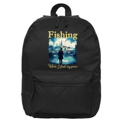 Fishing: Where I Find My Peace 16 in Basic Backpack