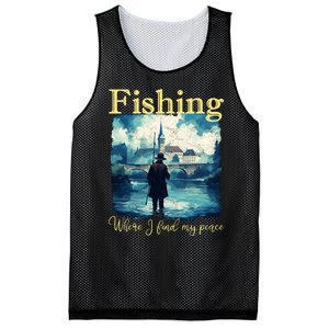 Fishing: Where I Find My Peace Mesh Reversible Basketball Jersey Tank