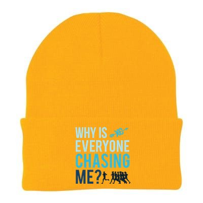 Funny Why Is Everyone Chasing Me Cross Country Gift Xc Coach Gift Knit Cap Winter Beanie