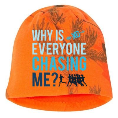 Funny Why Is Everyone Chasing Me Cross Country Gift Xc Coach Gift Kati - Camo Knit Beanie