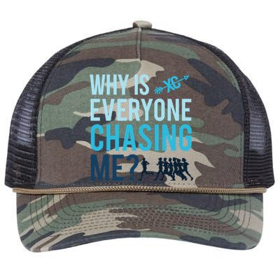 Funny Why Is Everyone Chasing Me Cross Country Gift Xc Coach Gift Retro Rope Trucker Hat Cap