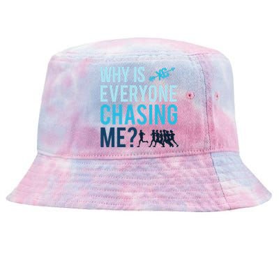 Funny Why Is Everyone Chasing Me Cross Country Gift Xc Coach Gift Tie-Dyed Bucket Hat