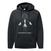 Funny Wo Ice Skating, Girl Figure Skater Performance Fleece Hoodie