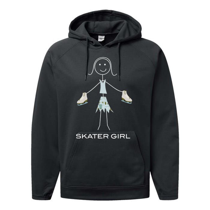 Funny Wo Ice Skating, Girl Figure Skater Performance Fleece Hoodie