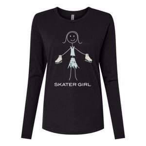 Funny Wo Ice Skating, Girl Figure Skater Womens Cotton Relaxed Long Sleeve T-Shirt