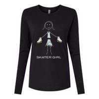 Funny Wo Ice Skating, Girl Figure Skater Womens Cotton Relaxed Long Sleeve T-Shirt