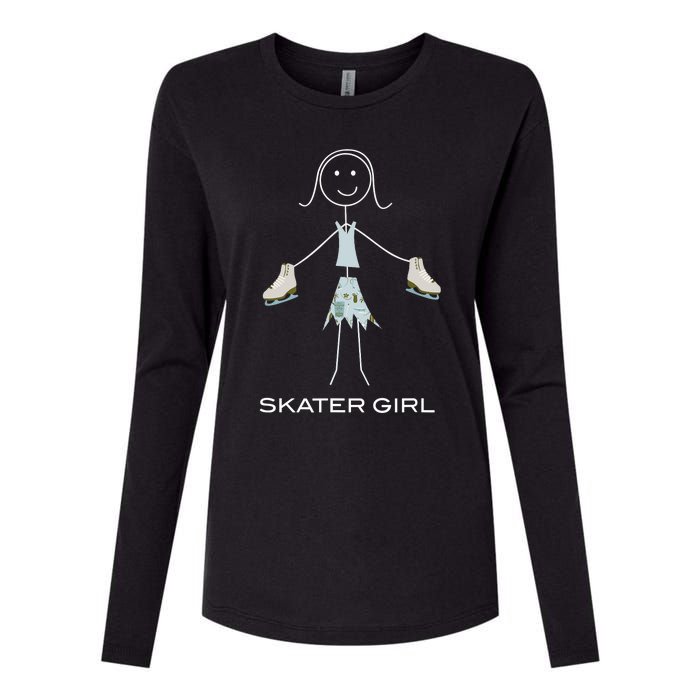 Funny Wo Ice Skating, Girl Figure Skater Womens Cotton Relaxed Long Sleeve T-Shirt