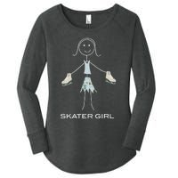 Funny Wo Ice Skating, Girl Figure Skater Women's Perfect Tri Tunic Long Sleeve Shirt