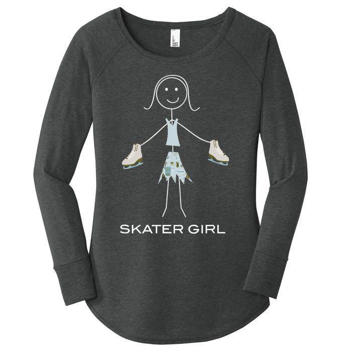 Funny Wo Ice Skating, Girl Figure Skater Women's Perfect Tri Tunic Long Sleeve Shirt