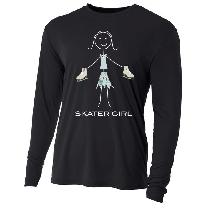 Funny Wo Ice Skating, Girl Figure Skater Cooling Performance Long Sleeve Crew