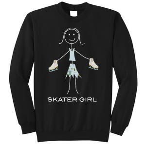 Funny Wo Ice Skating, Girl Figure Skater Tall Sweatshirt