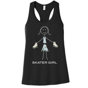 Funny Wo Ice Skating, Girl Figure Skater Women's Racerback Tank